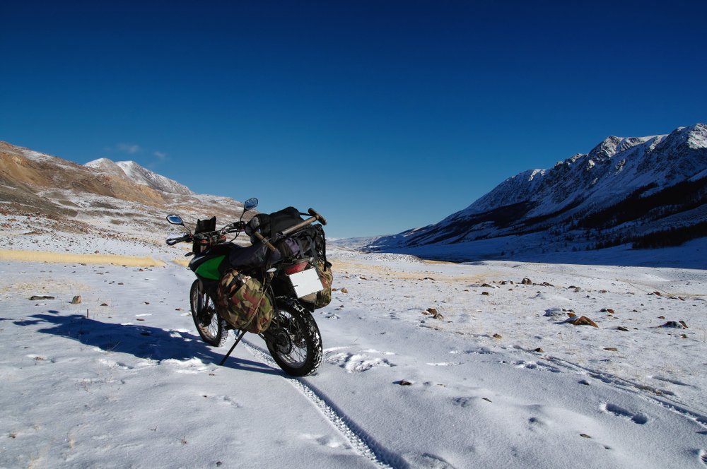 Riding a motorcycle in Spiti Valley