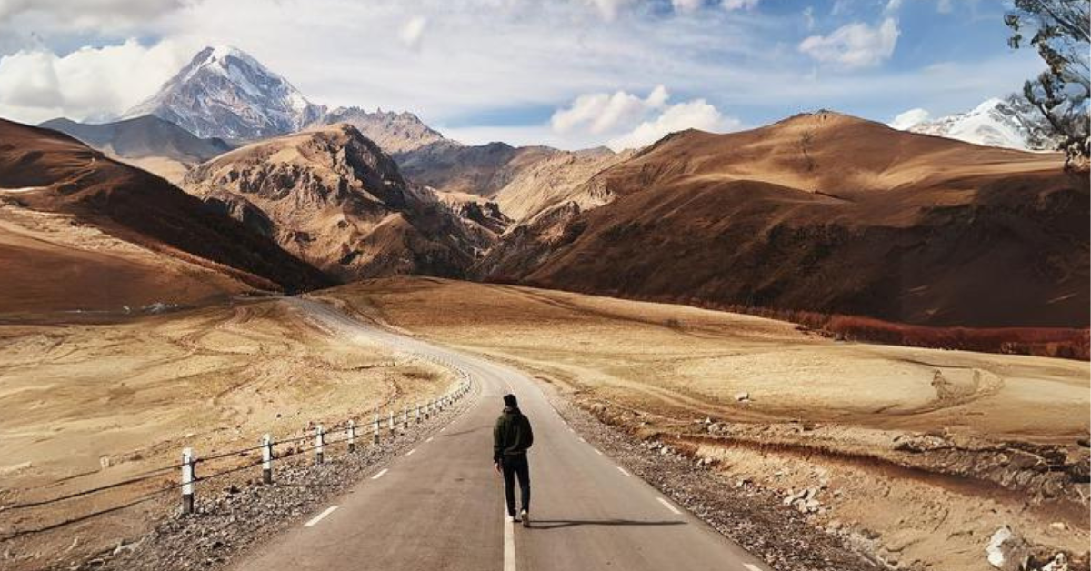 A solo traveller (Vinay), walking