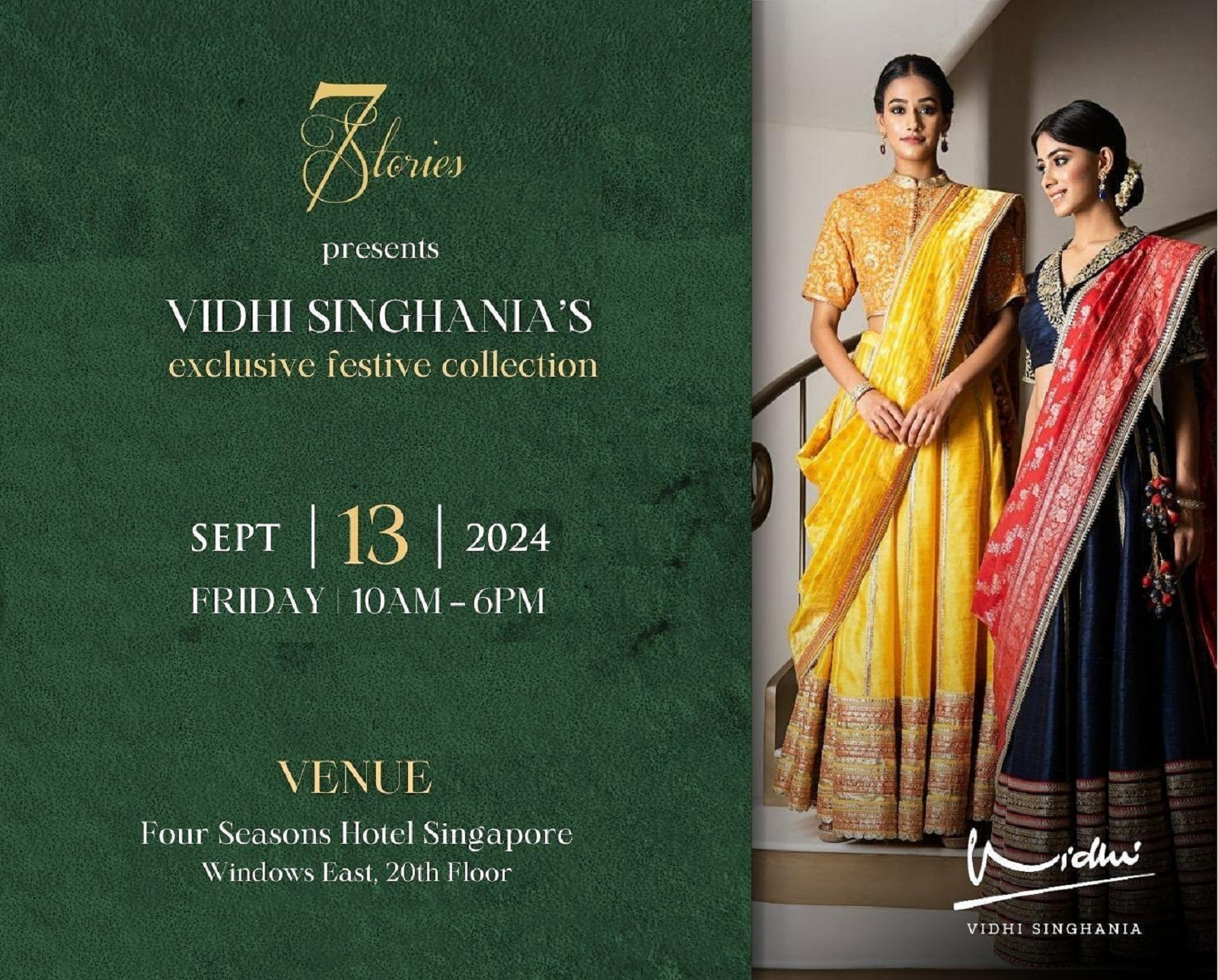 Experience the vibrant threads of tradition at Vidhi Singhania’s Heritage Textile Exhibition. brought to you by 7 Stories. This stunning showcase celebrates the rich cultural heritage weaving together history, technique, and beauty. Discover the intricate stories and symbolism behind each handwoven piece, and be inspired by the artisanal craftsmanship that has been passed down through generations.