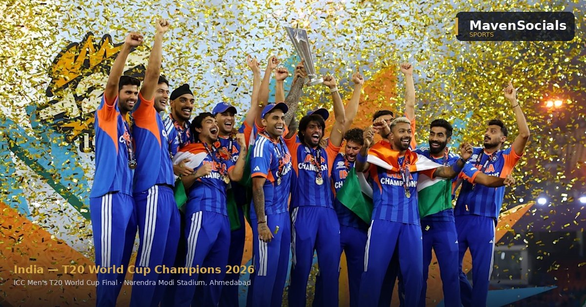 India scripted history at the 2026 ICC Men's T20 World Cup Final in Ahmedabad, defeating New Zealand by 96 runs to become the first team to defend the T20 World Cup title and win three championships